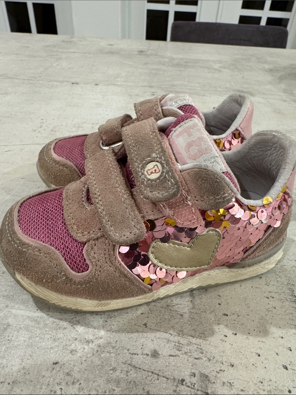 Falcotto (naturino) Pink and Rose Gold Sequin Heart Girls Sneakers